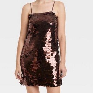 Brown Sequin Party Dress